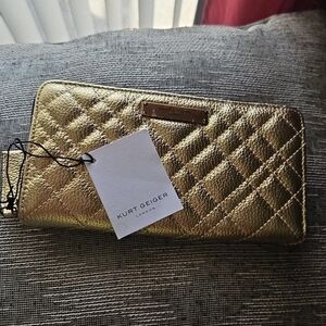 Kurt Geiger trifold metallic gold wallet